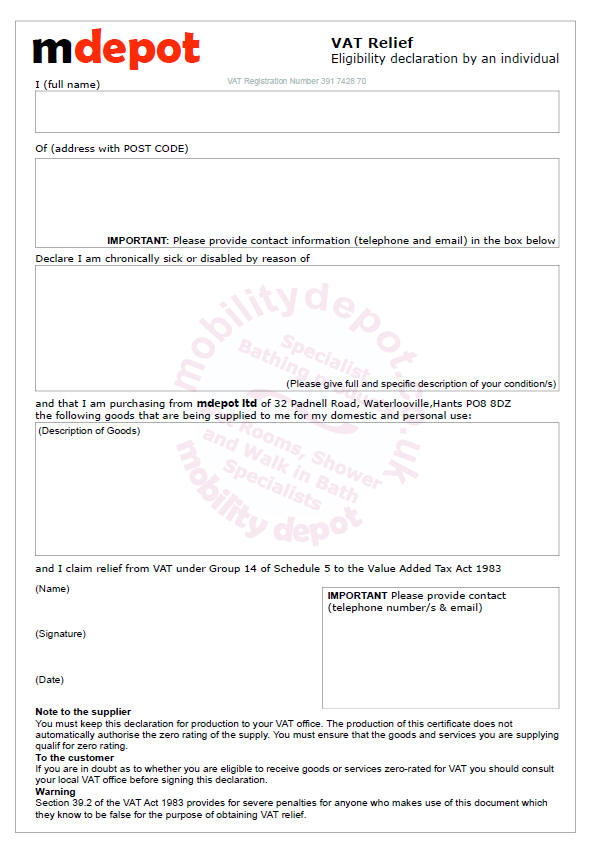 VAT Exemption on the purchase of disabled goods See if you qualify